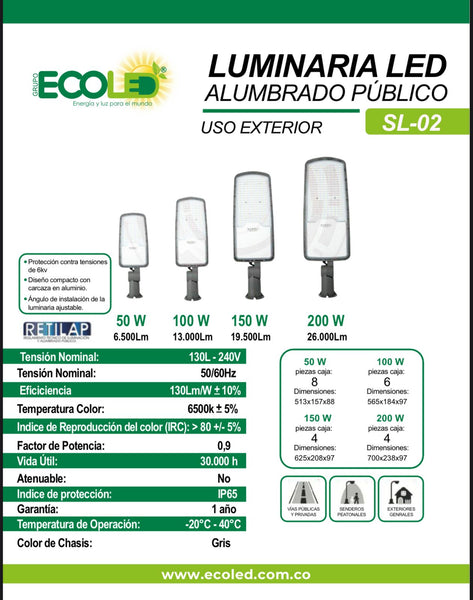 Luminaria Led de alumbrado público