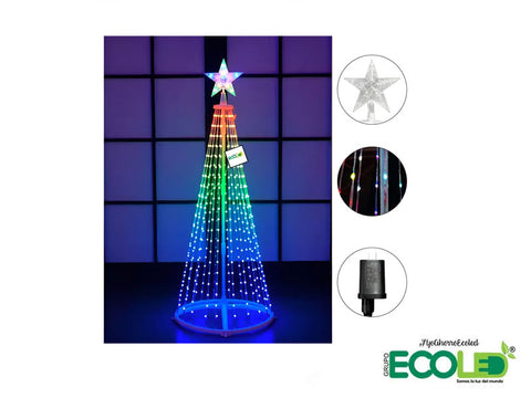 Arbol De Navidad Con Luces Plegable Estrella Tiras Luz Led