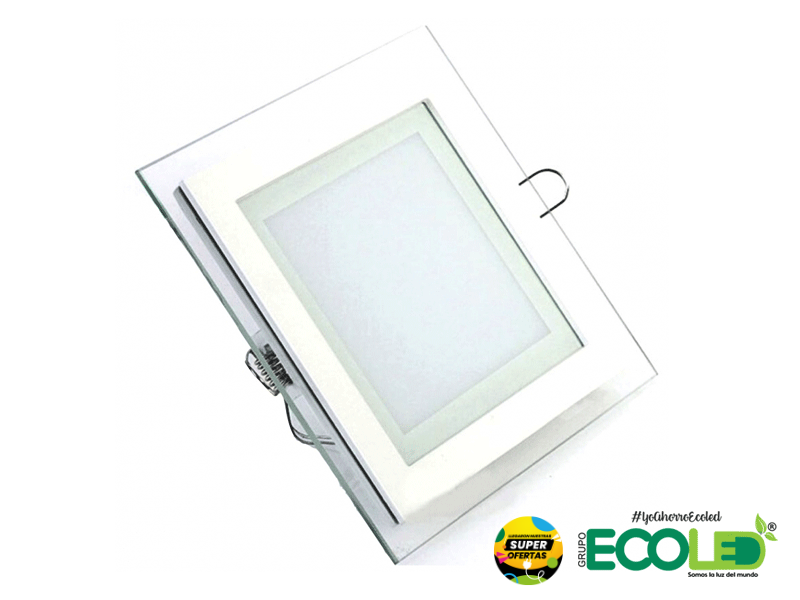 Panel Cristal LED Cuadrado de 18W Incrustar borde vidrio 3 Tonos