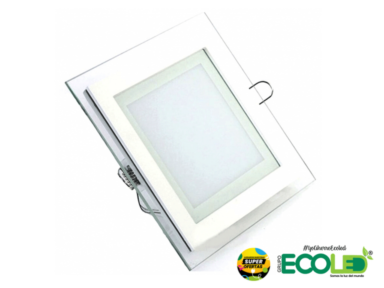 Panel Cristal LED Cuadrado de 18W Incrustar borde vidrio 3 Tonos