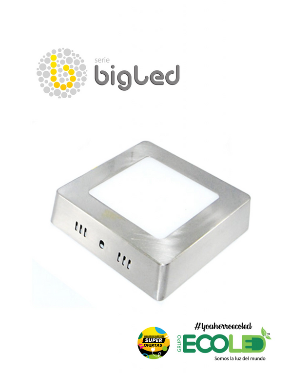 Panel Led 6w sobreponer cuadrado satín luz cálida