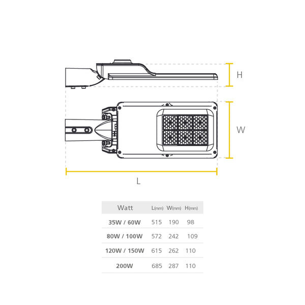 LED STREET LIGHT ZD229 100W - 200W (10 AÑOS DE GARANTÍA)