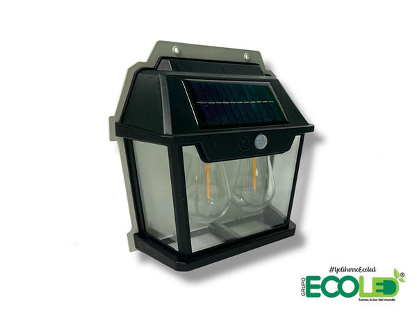 Aplique Doble Bombillo Solar Con Sensor
