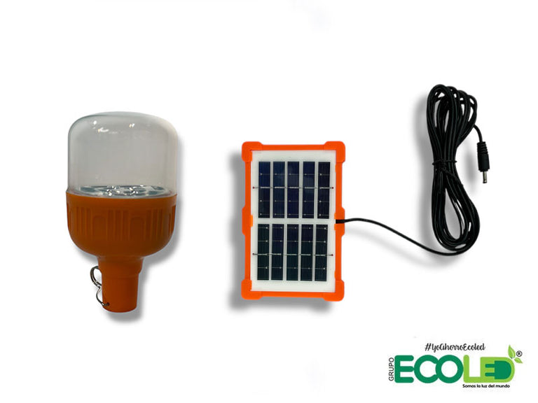 Bombilla LED portátil con carga solar 10W