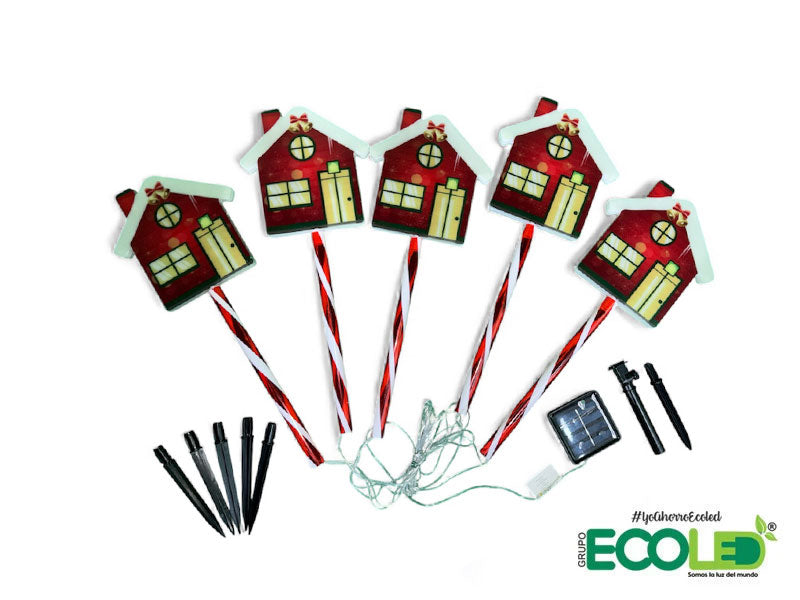 Luz Navideña De Estaca Solar Tipo Casa