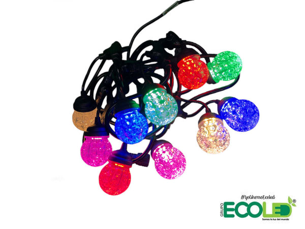 Ramal negro 5 metros con bombillos multicolor