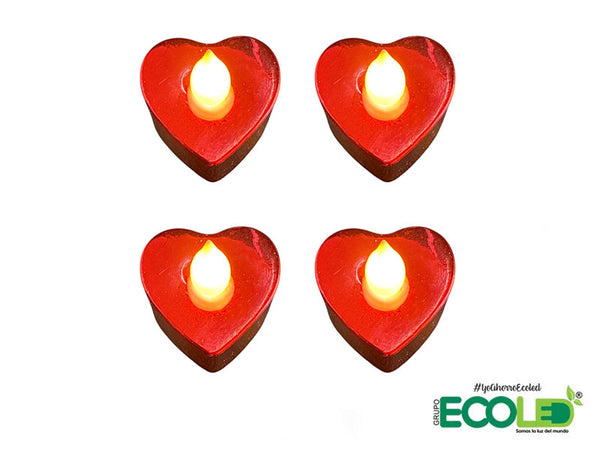 Vela Led Corazón Cálida  (Caja X 24 Und)
