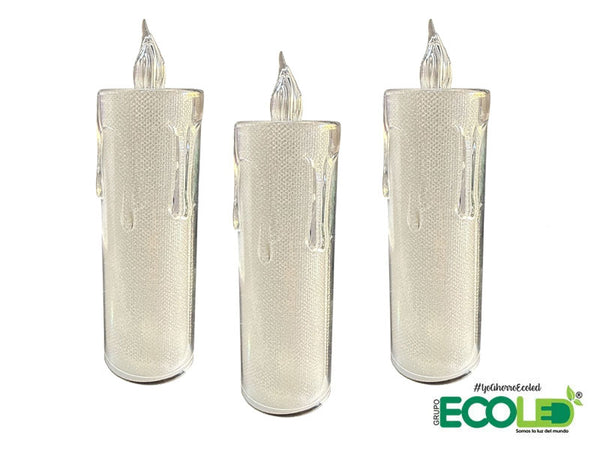 Vela Led Transparente Lágrima Ámbar Cálida (Caja X 24 Und)