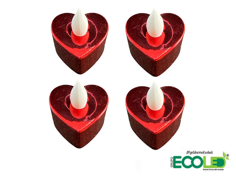Vela Led Corazón Cálida  (Caja X 24 Und)