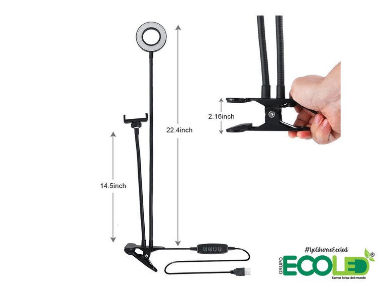 Aro de luz selfie con soporte