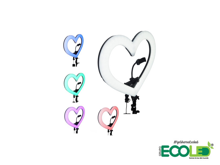 Aro de Luz Led 48cm en forma de Corazón +Trípode