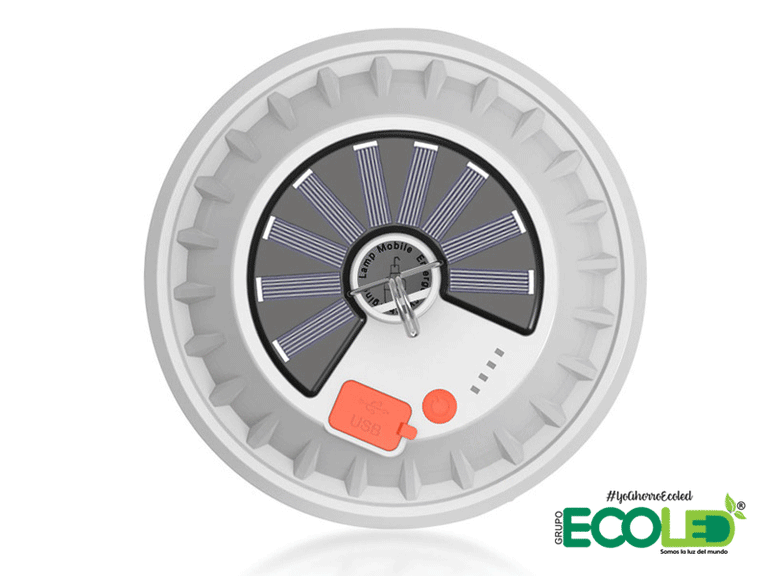 Bombillo LED Tipo UFO Solar y USB 5 Funciones de Camping