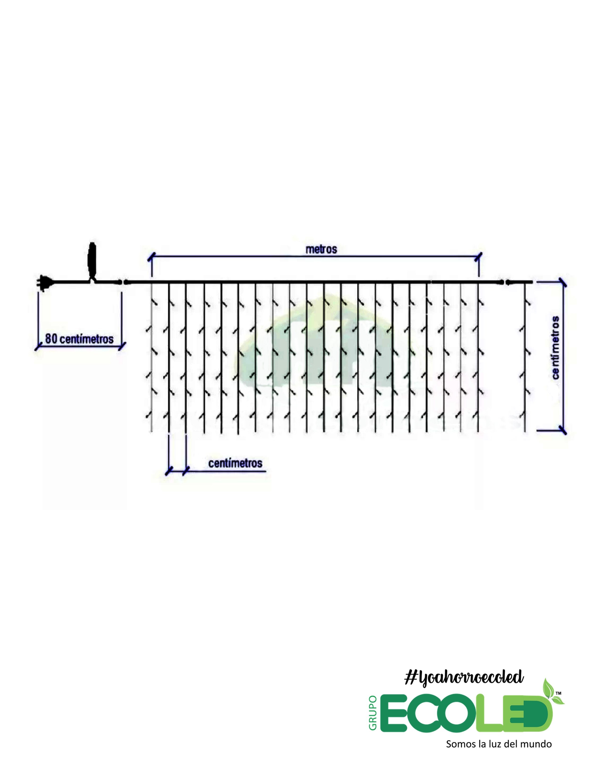 Luces Navideñas Cortina 300Led, 9*0,45 Metros Blanca
