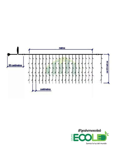 Luces Navideñas Cortina 300Led, 9*0,45 Metros Blanca
