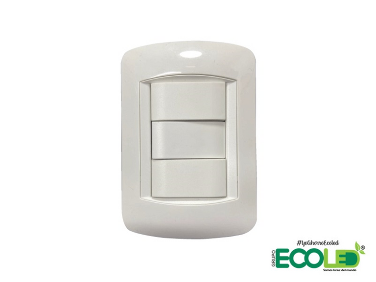 Interruptor Sencillo Blanco vista frontal fondo transparente