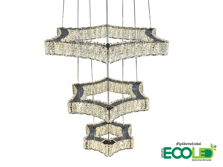 Lámpara colgante fina de cristal Aural