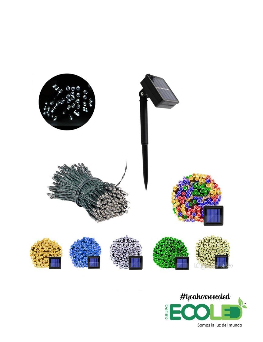 Luces navideñas solares 100 bombillos luz multicolor