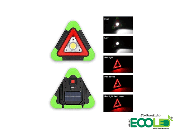 Luz Emergencia Vial Triangulo Señalizacion Carretera USB