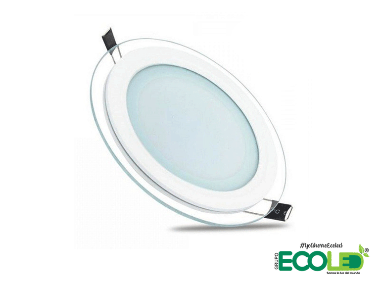 panel led 12w incrustar vista frontal fondo transparente