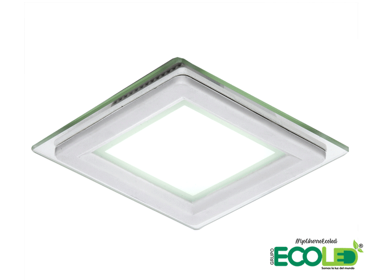 Panel Cristal LED Cuadrado de 18W Incrustar borde vidrio 3 Tonos