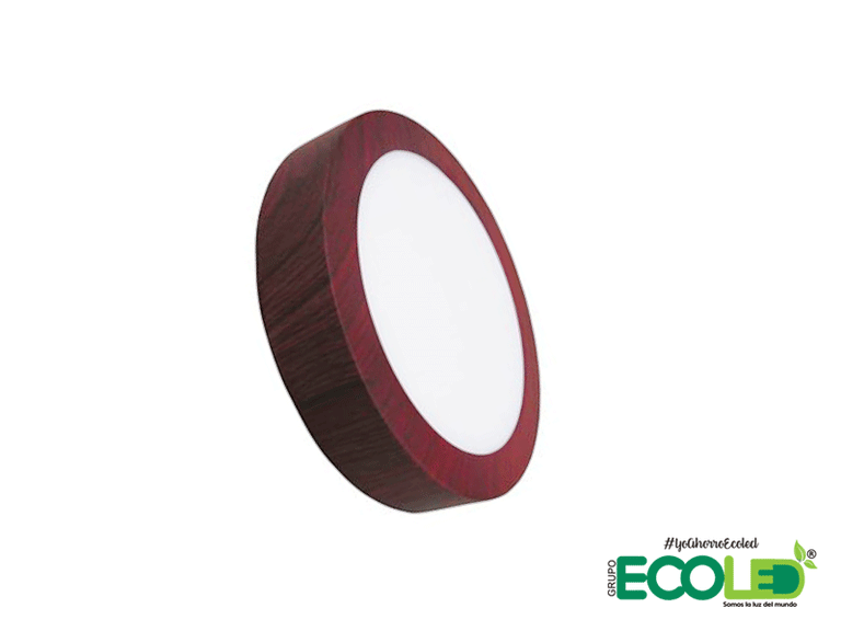 Panel Led borde madera redondo sobreponer luz Blanca