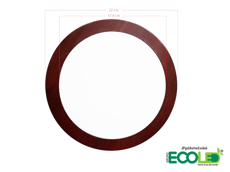 Panel Led borde madera redondo sobreponer luz Blanca