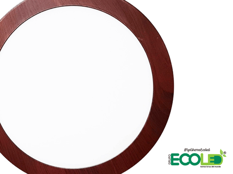 Panel Led borde madera redondo sobreponer luz Blanca