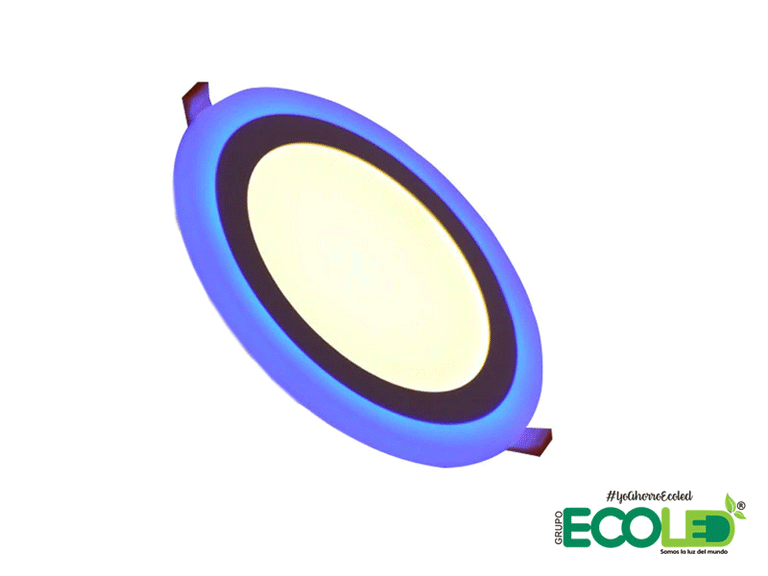Panel Led Bicolor Borde Azul Luz Blanca de Incrustar