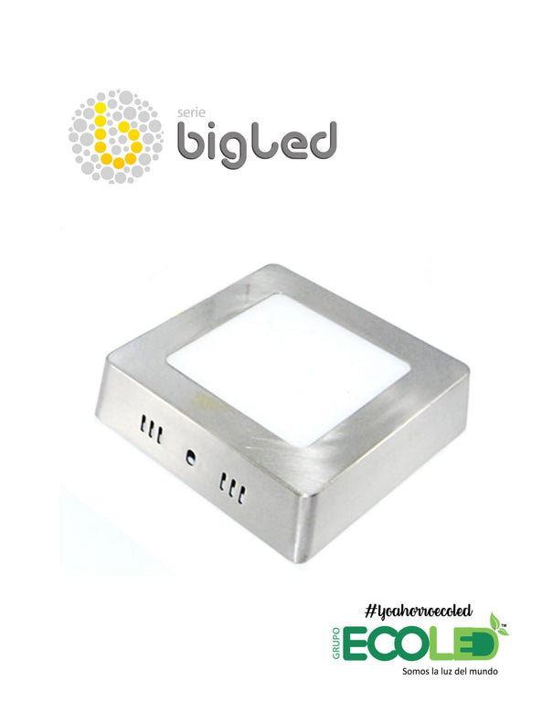 Panel Led 6w sobreponer cuadrado satín luz blanca