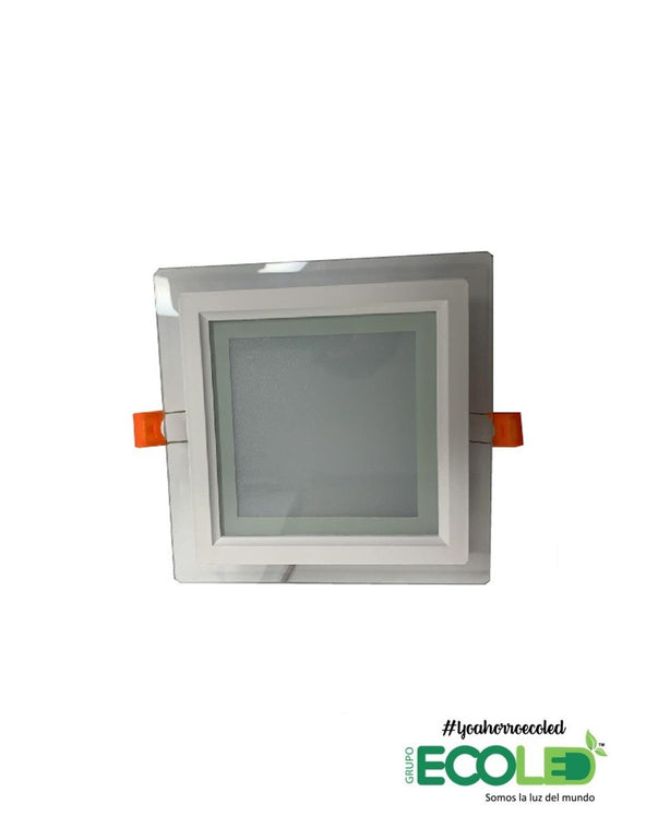 Panel Led Cuadrado Borde Vidrio Luz CALIDA