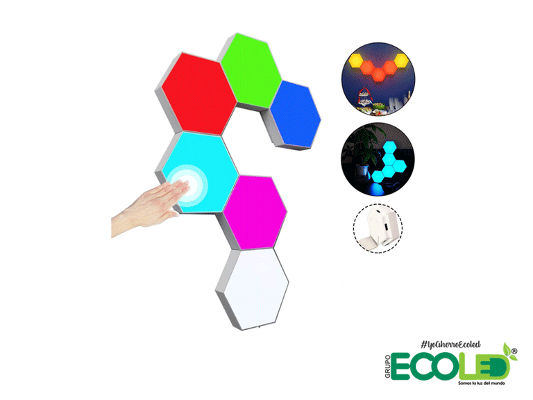 Paneles LED Hexagonal Táctil RGB Neón