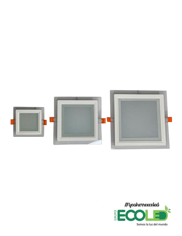 Panel Led Cuadrado Borde Vidrio Luz CALIDA