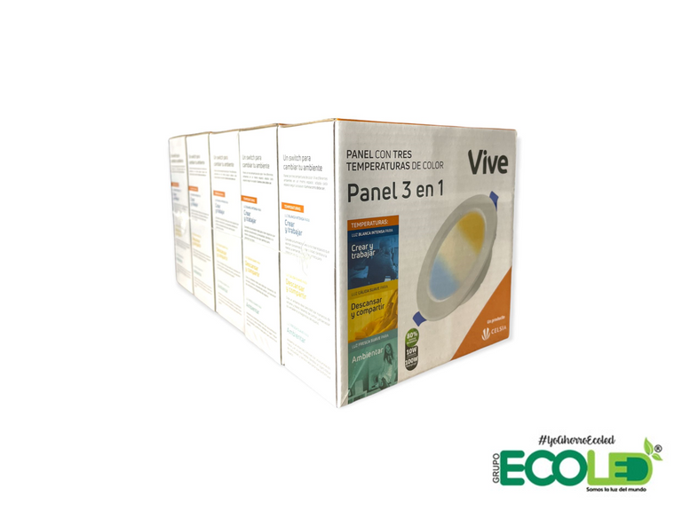 Panel redondo de incrustar 10w 3 tonos - 5 unidades