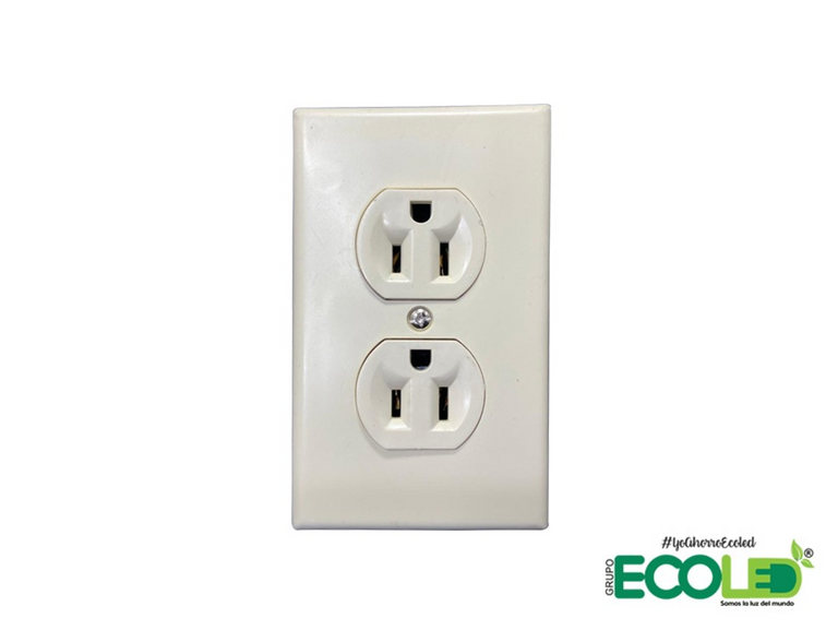 toma doble leviton vista frontal fondo transparente 