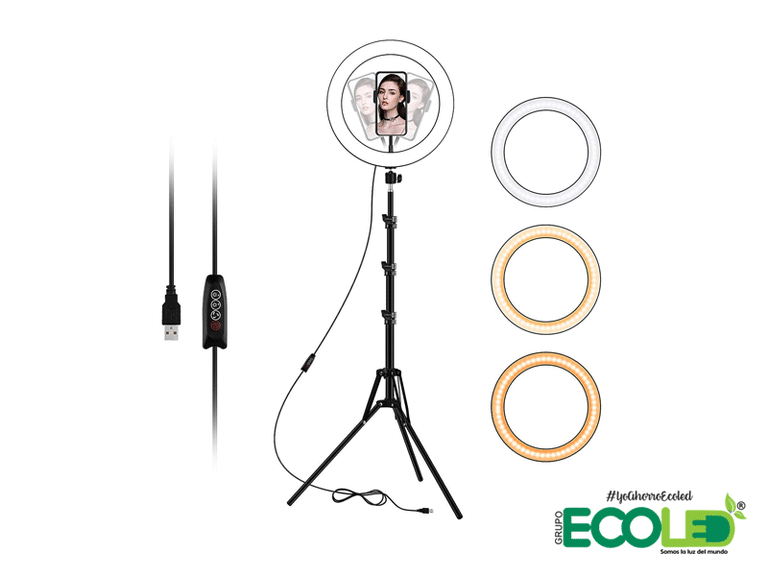 Aro de luz 3 tonos de 26cm-33cm-45cm con trípode
