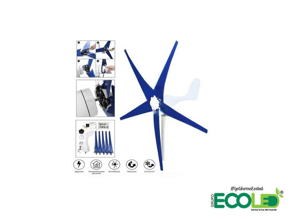 Turbina Energía Eólica Aerogenerador 800w 5 Aspas 12v