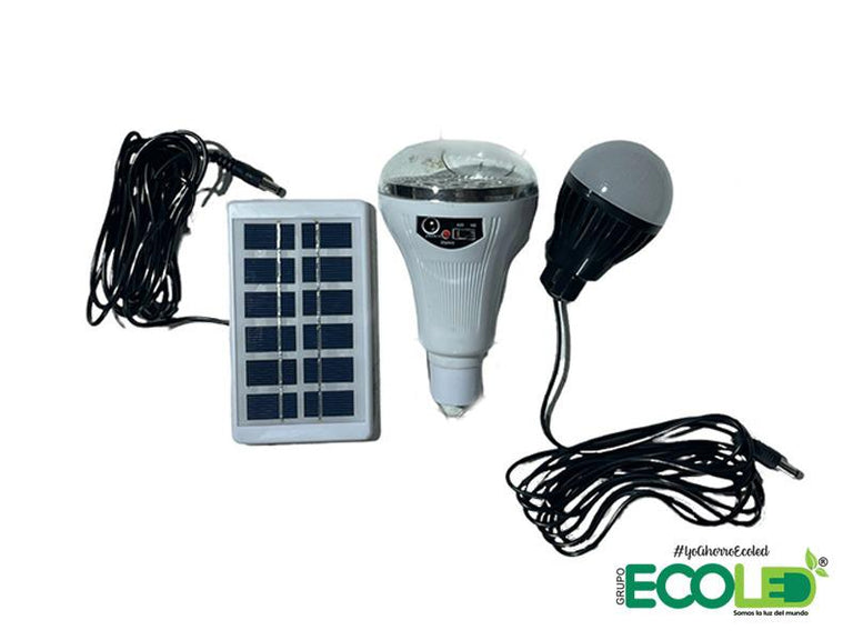 Bombillo recargable USB 10W con panel solar