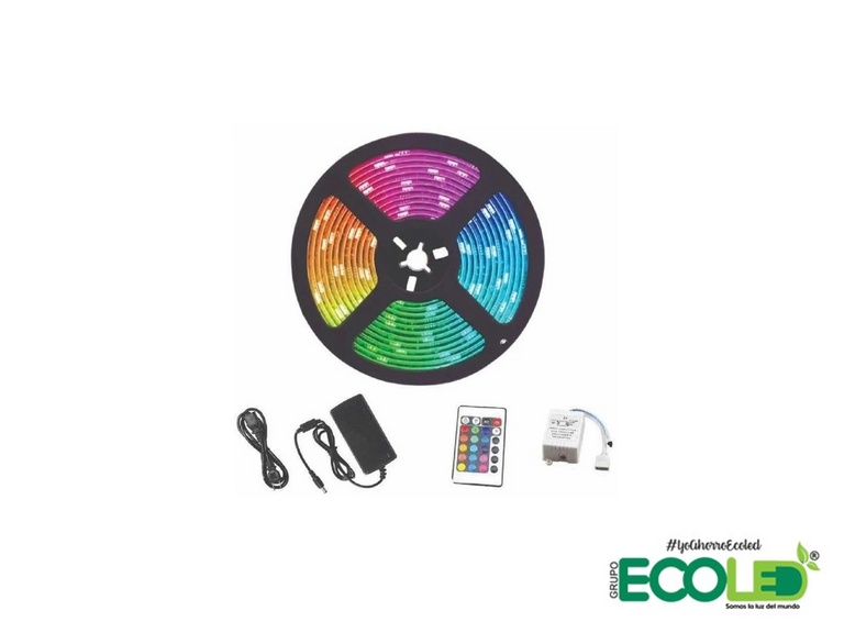 Cinta Led Rgb x5 metros con controlador y fuente