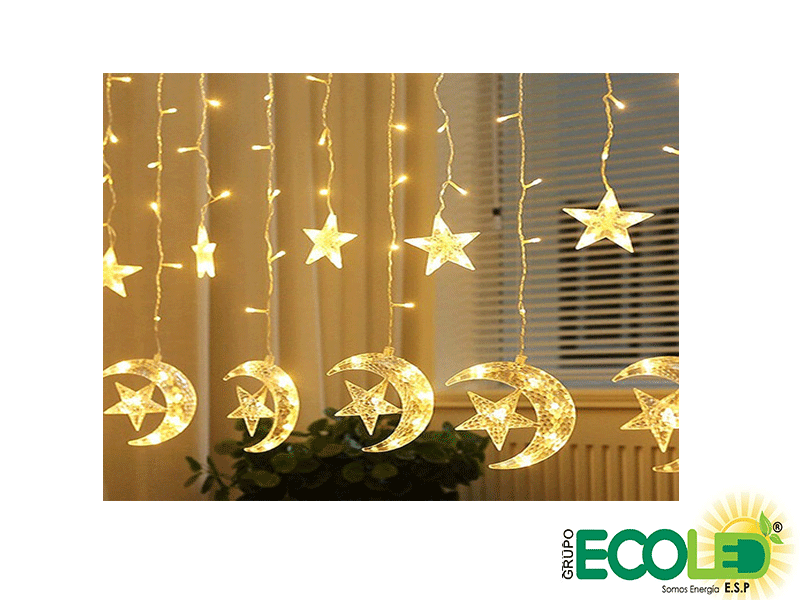 Cortina de Luces Estrella y Luna