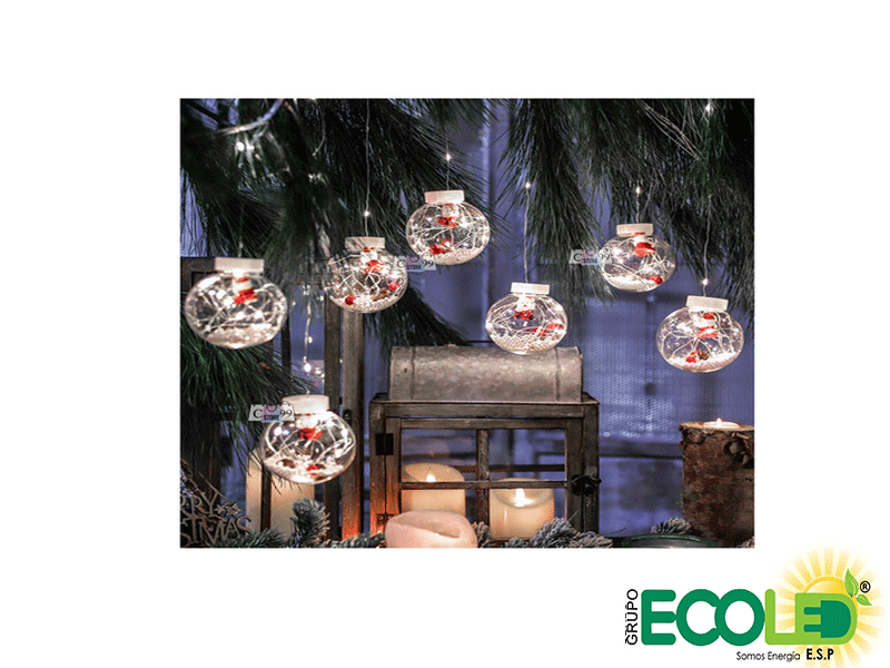 Cortina de Luces Bolas de Navidad