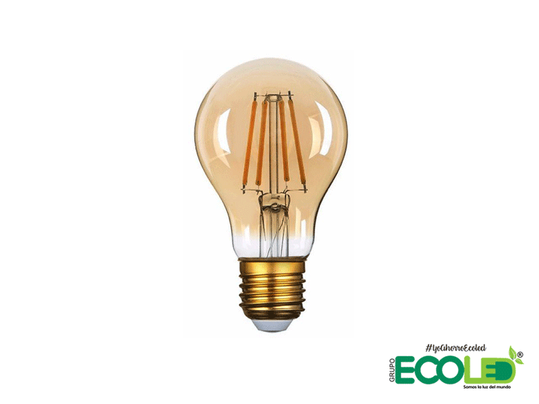 bombillo led a60 gold vista frontal fondo transparente 