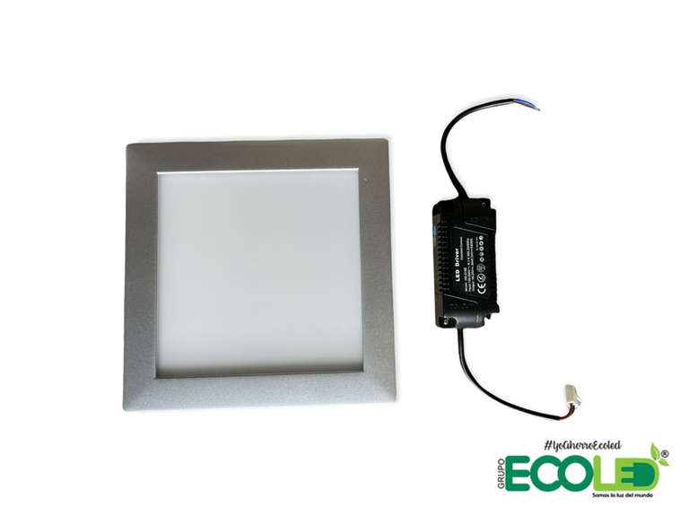 Panel Led 6500K Cuadrado De Incrustar Borde Satín 18W