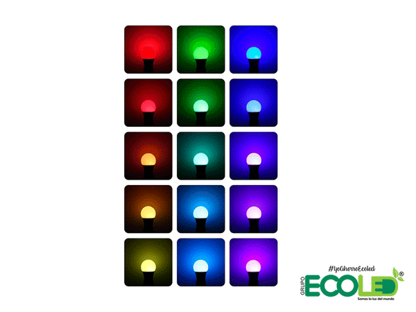 Bombillo Led  Globo RGB 16 Colores con Control